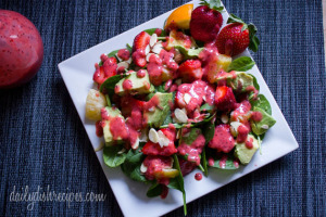 Strawberry, Avocado, Spinach Salad with Strawberry Vinaigrette