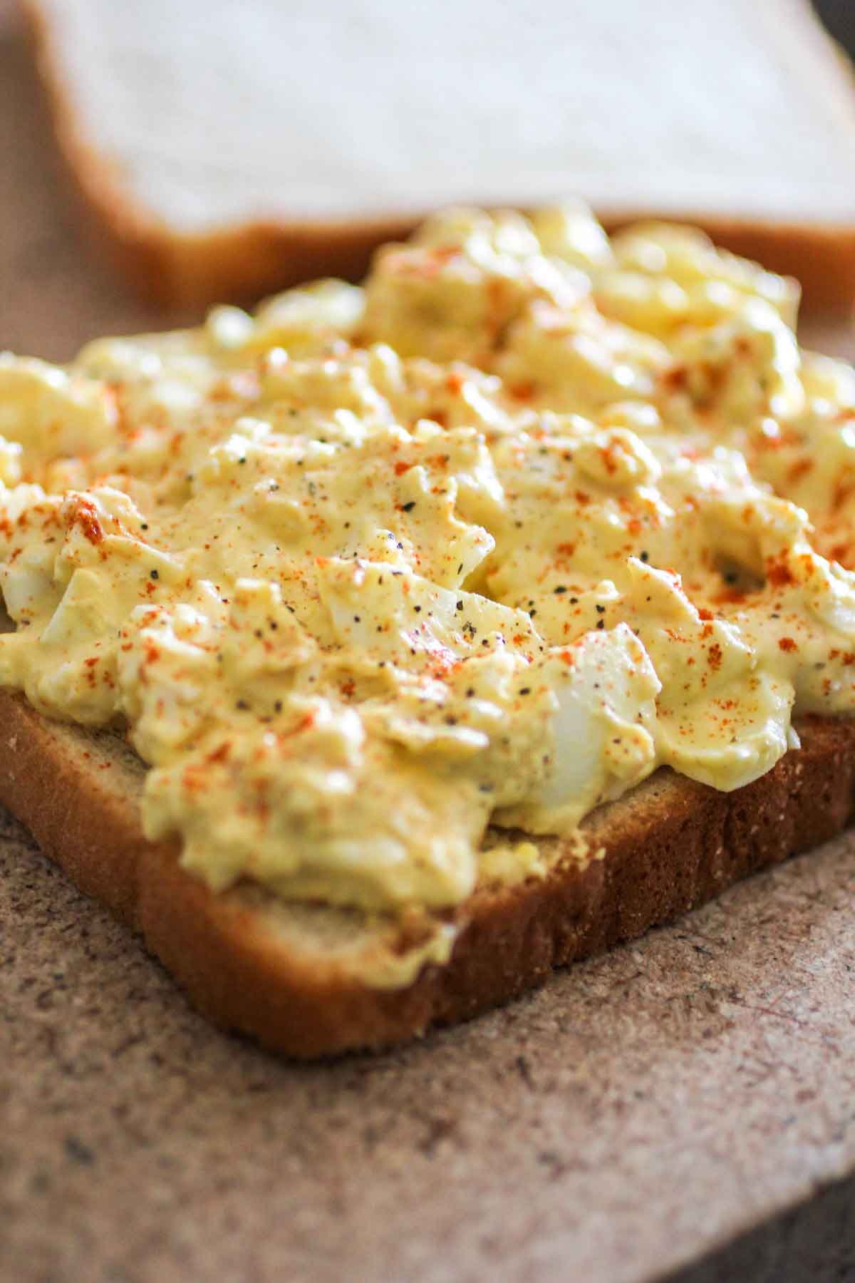 Best Egg Salad on a piece of bread