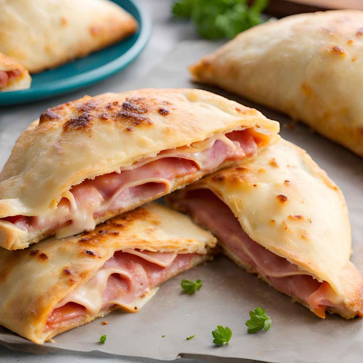 Easy Ham and Cheese Calzones Featured Image