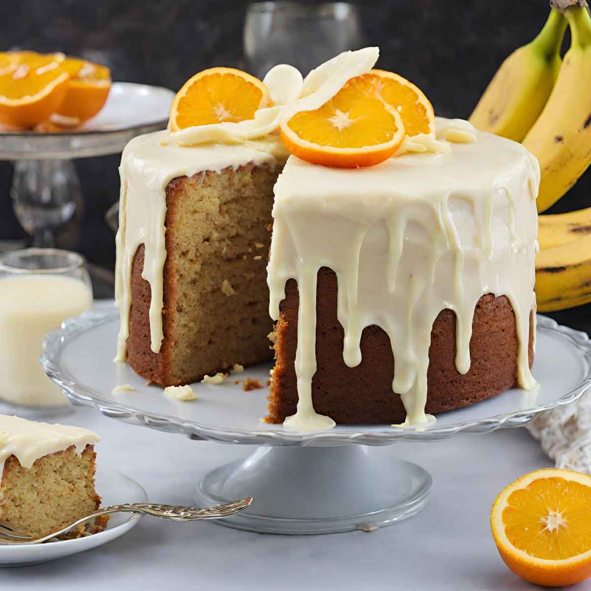 Banana Cake with Orange Icing