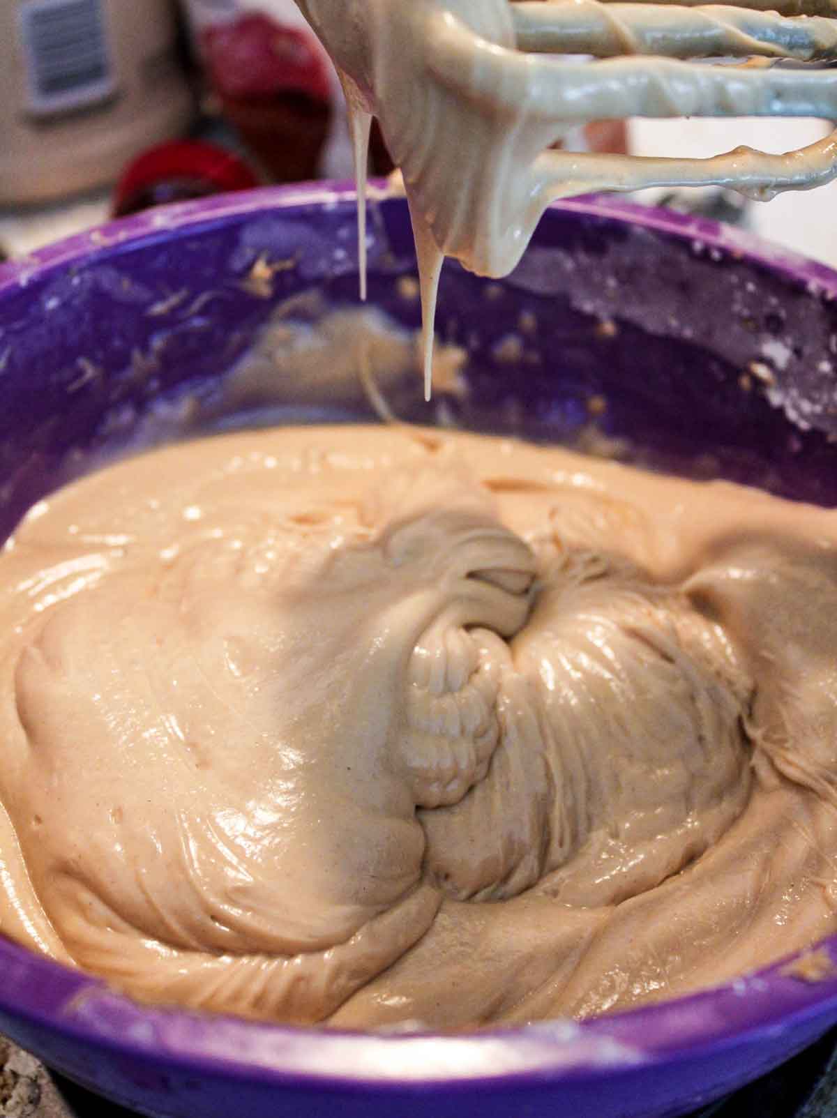 Peanut Butter Cream Cheese Frosting in a Bowl