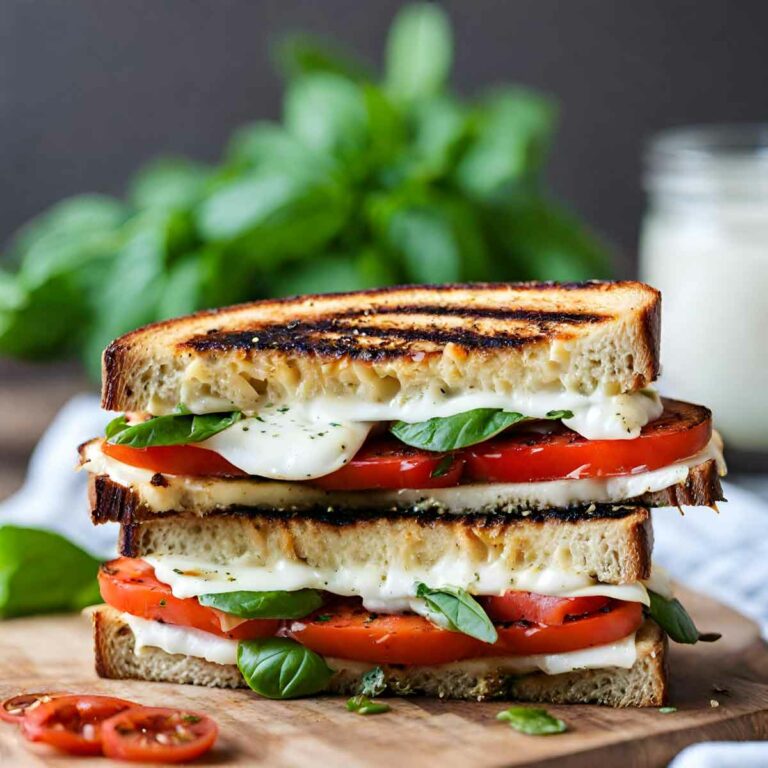 Grilled Caprese Sandwich with Mozzarella and Basil