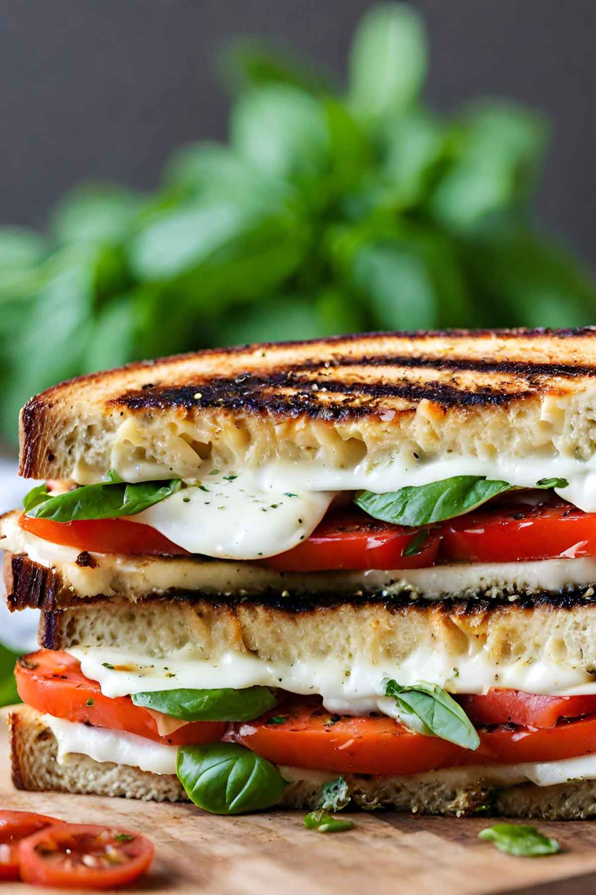 Grilled Caprese Sandwich with Mozzarella and Basil Featured Image