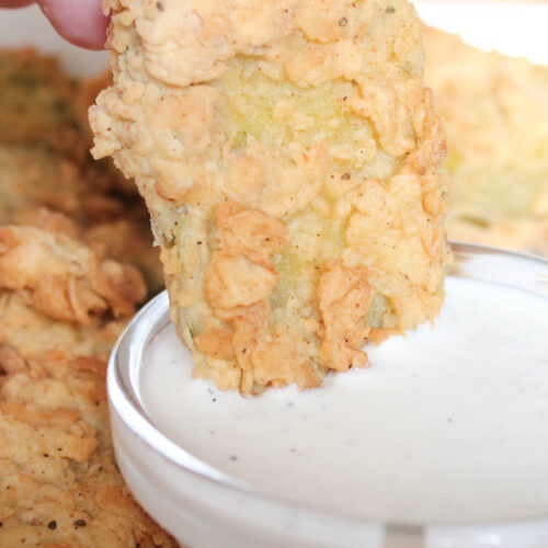 Homemade Fried Pickles with From Scratch Buttermilk Ranch Dressing