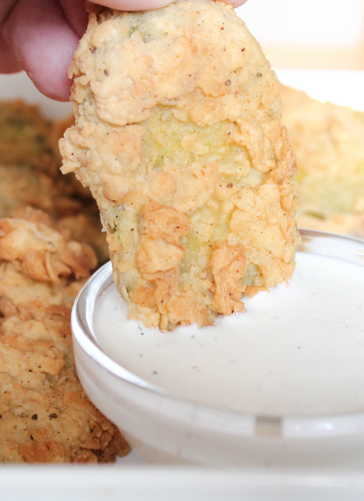Homemade Fried Pickles with From Scratch Buttermilk Ranch Dressing