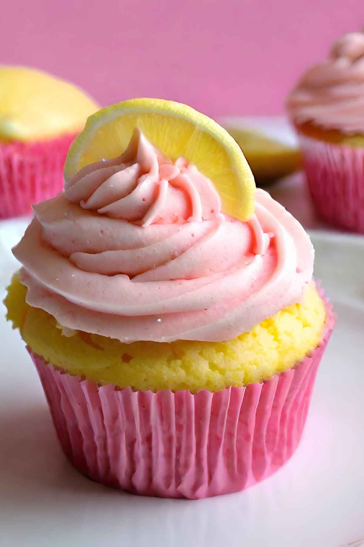 Pink Lemonade Cupcakes with a Creamy Pink Lemonade Frosting