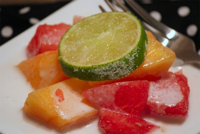 Watermelon Mango Salad with Coconut Lime Cream Dressing