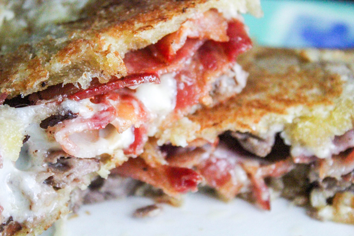 Grilled Roast Beef and Bacon Club Sandwich