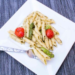 Asparagus Pesto Pasta with Roasted Tomatoes Featured Image