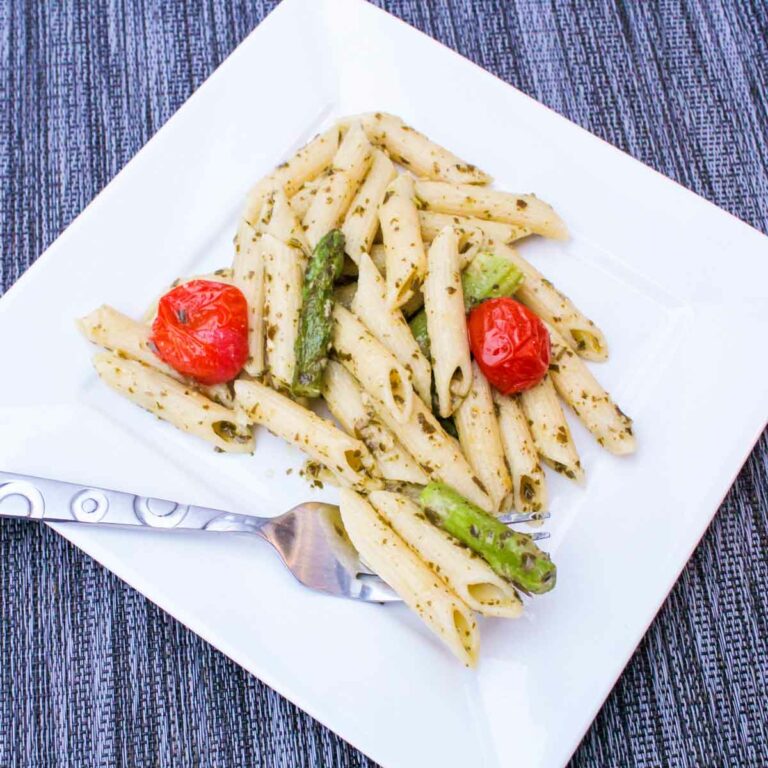 Asparagus Pesto Pasta with Roasted Tomatoes