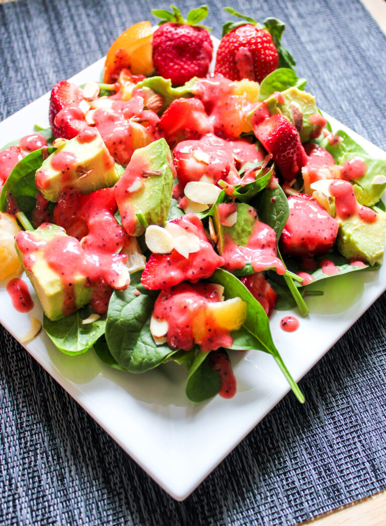 Strawberry Avocado Spinach Salad with Strawberry Vinaigrette