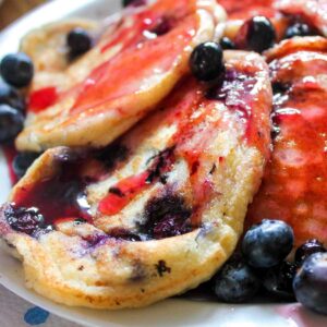 Blueberry Lemon Ricotta Pancakes with Blackberry Vanilla Syrup Featured Image