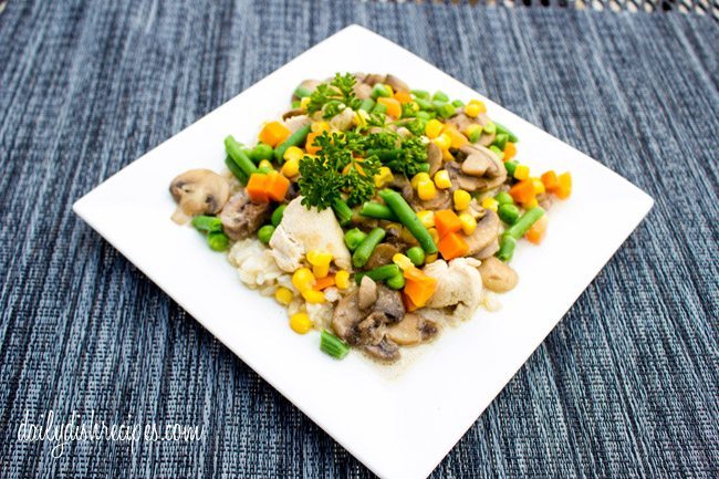 Chicken and Brown Rice with Veggies and Mushrooms