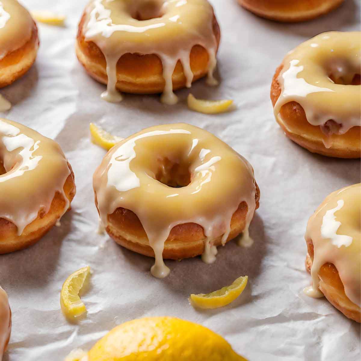 Several Glazed Lemon Donuts