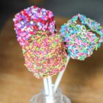 Chocolate Covered Marshmallow Pops with Sprinkles