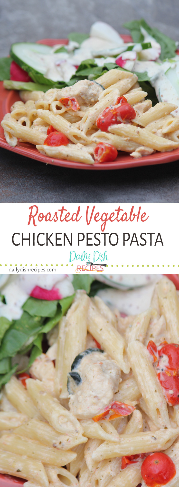 Roasted Vegetable and Chicken Pesto Penne