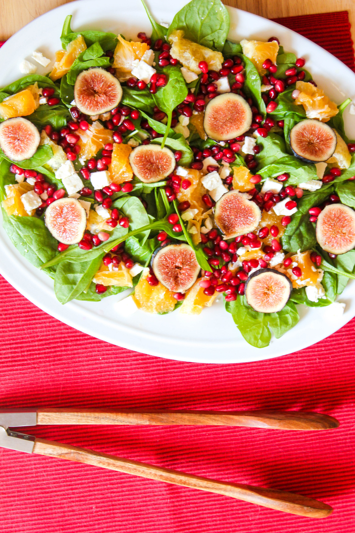 Pomegranate Orange Spinach Salad Vertical Image