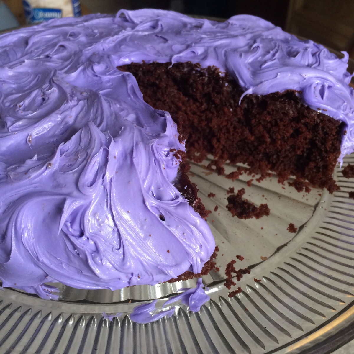 Dark Chocolate Lavender Cake with Lavender Buttercream Frosting