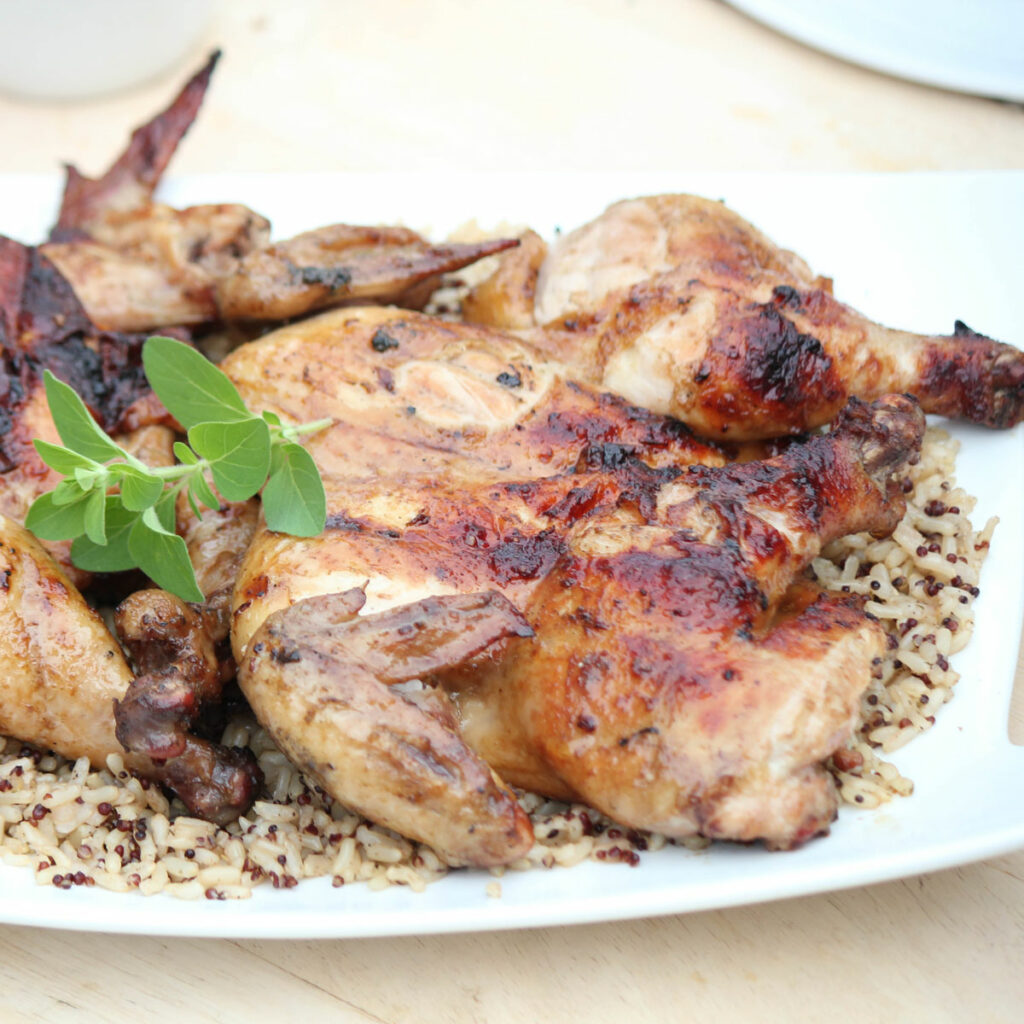 Garlic Soy Grilled Spatchcocked Chicken