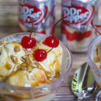 Dr Pepper Cherry Ice Cream with Dr Pepper Cherry Caramel Sauce