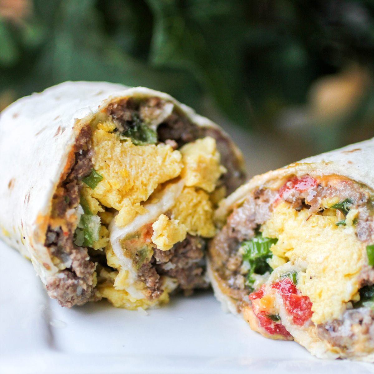 Beef Sausage Egg and Cheese Breakfast Burritos