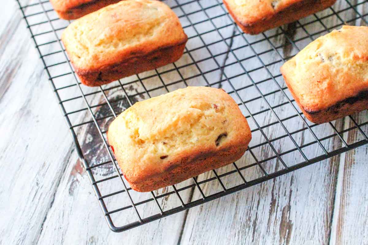 Cranberry Orange Bread Close Up on a Cooling Rack