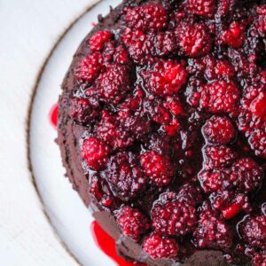 Spicy Dark Chocolate Cake with Blackberry Syrup