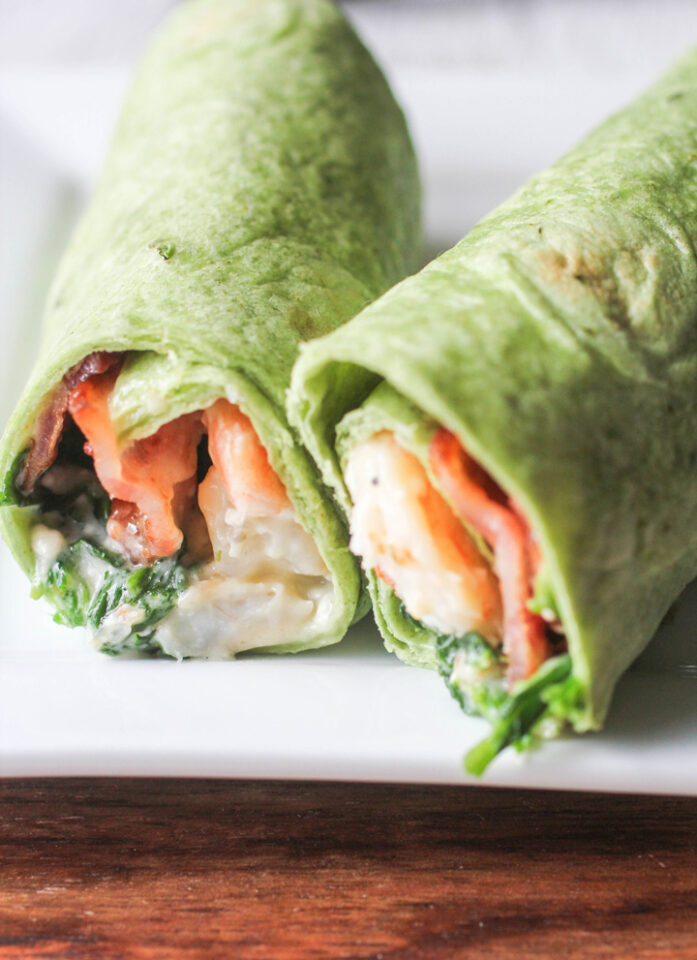 Garlic Shrimp Spinach Bacon Wraps