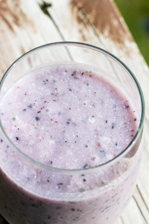 Blueberry Basil Banana Pina Colada Smoothie