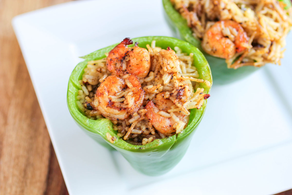 Shrimp Scampi and Rice Stuffed Roasted Peppers