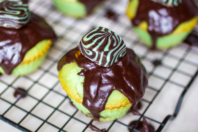 Mint Cupcakes with Mint Dark Chocolate Ganache