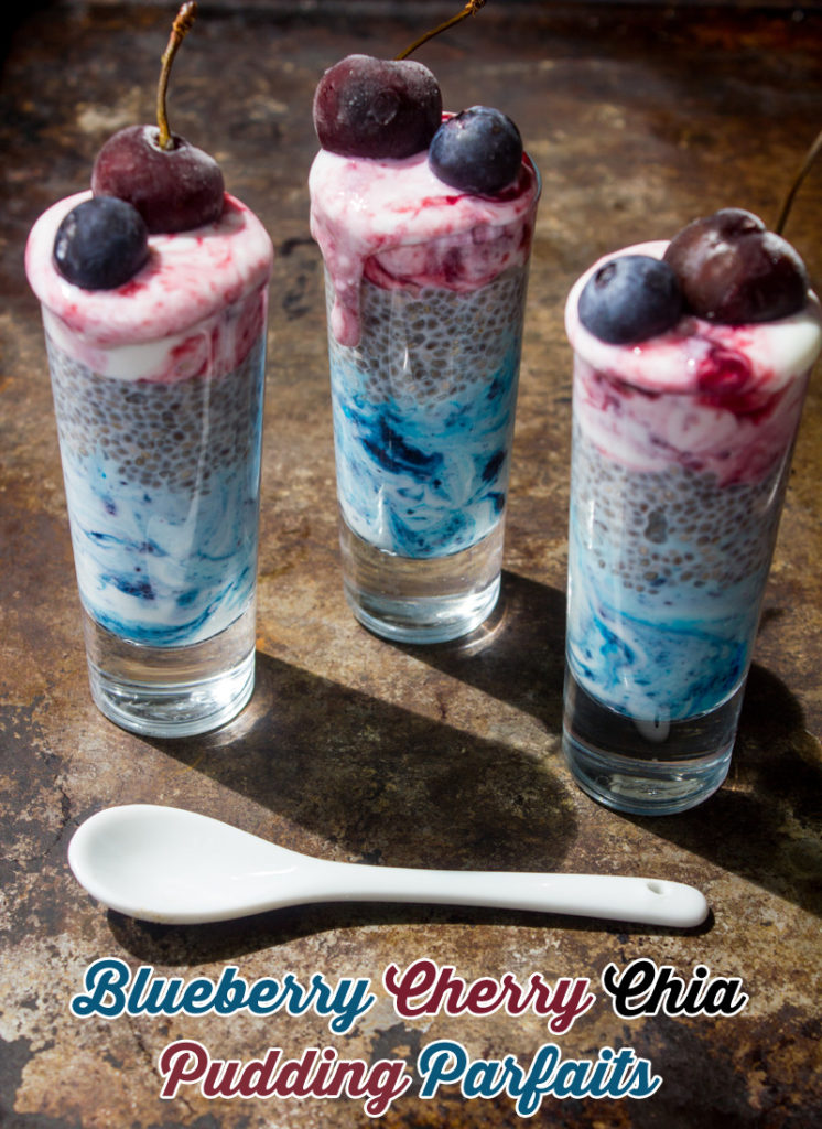 Blueberry Cherry Chia Pudding Parfaits