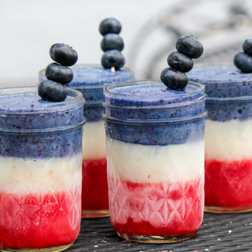 Patriotic Strawberry Blueberry Cream Smoothies