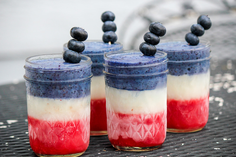 Patriotic Strawberry Blueberry Cream Smoothies