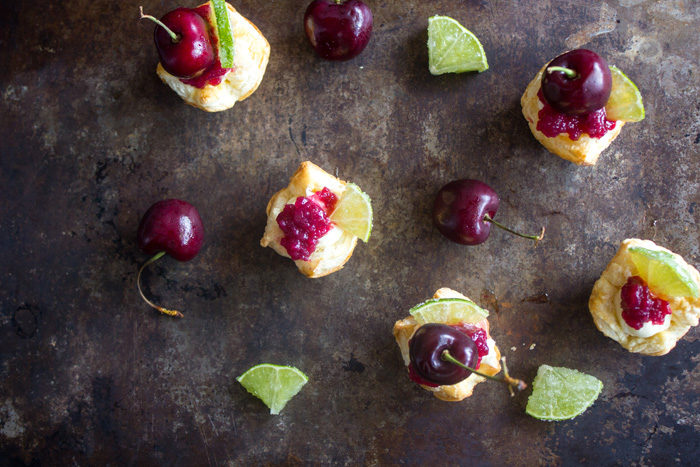 Cherry Lime Puff Pastry Tarts