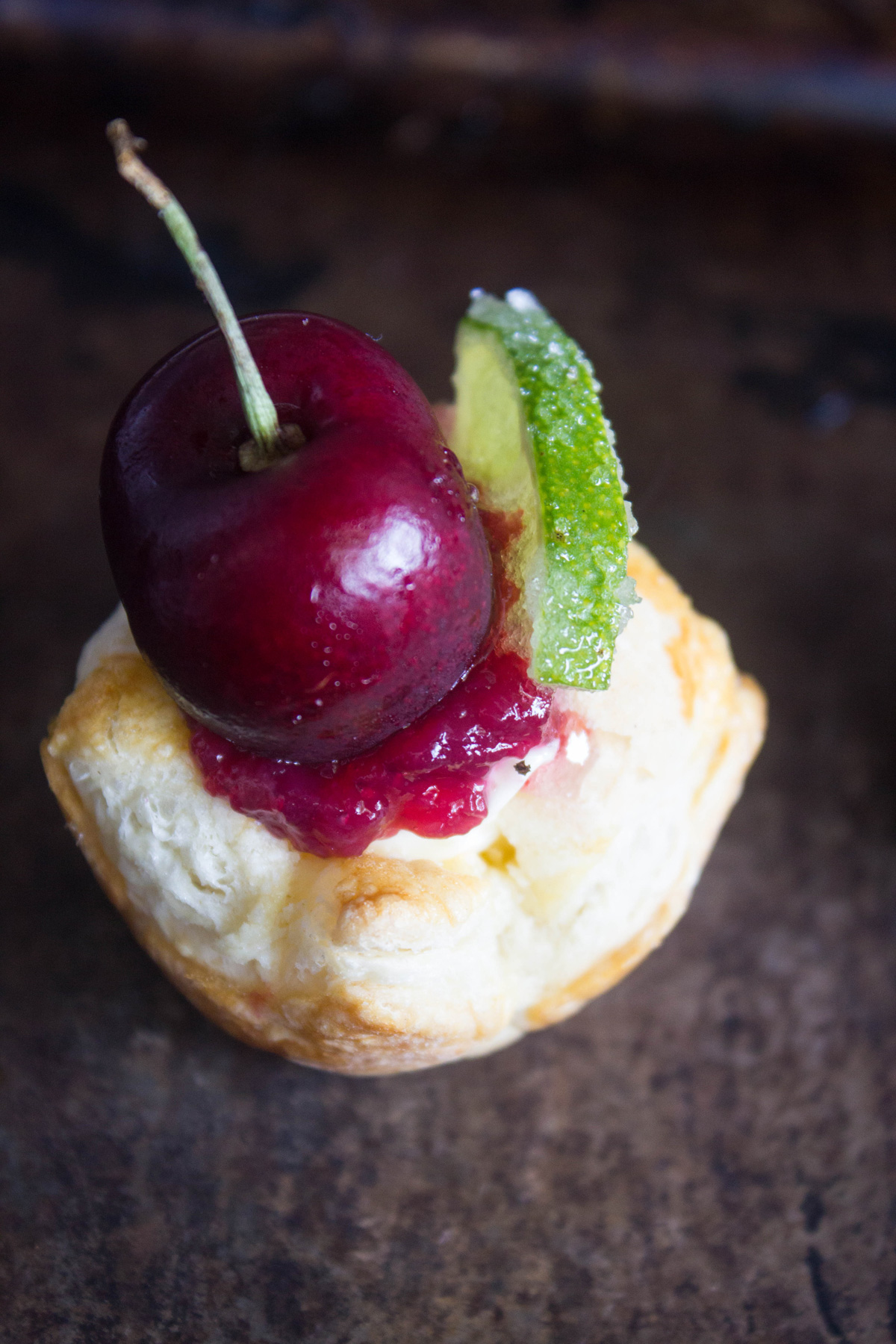 Cherry Lime Puff Pastry Tarts Close Up