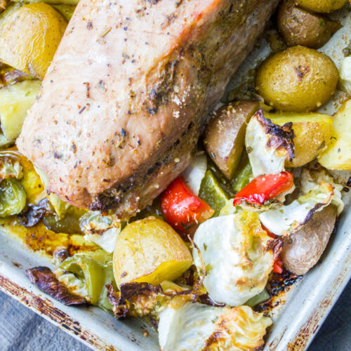 Sheet Pan Dinner - Garlic Herb Pork Roast and Veggies