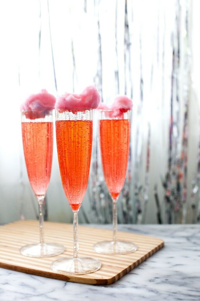 Cotton Candy Cherry Lime Champagne Cocktail