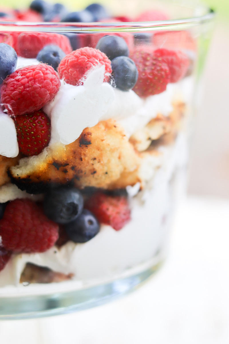 Grilled Angel Food Cake Triple Berry Trifle