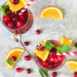 Cranberry Raspberry Sparkling Spinner Cocktails Featured Image