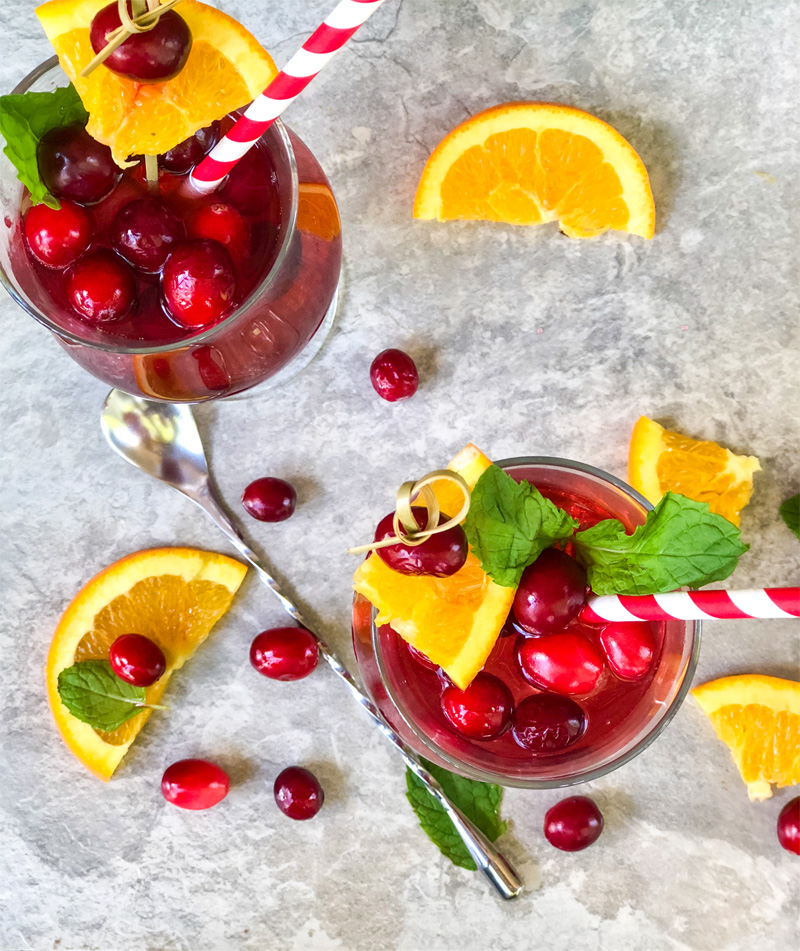 Cranberry Raspberry Sparkling Spinner Cocktails