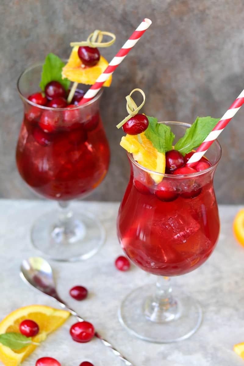 Cranberry Raspberry Sparkling Spinner Cocktails