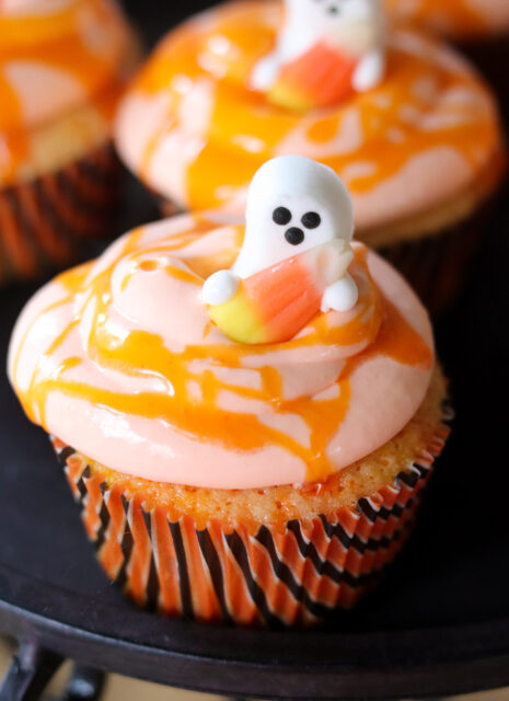 Candy Corn Cupcakes with Real Candy Corn Frosting