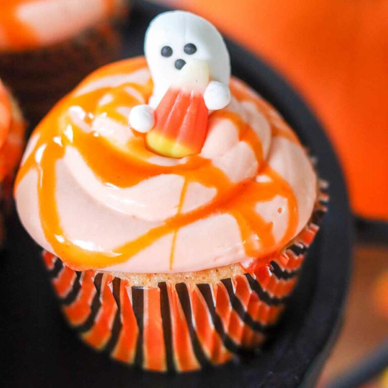 Candy Corn Cupcakes with Real Candy Corn Frosting