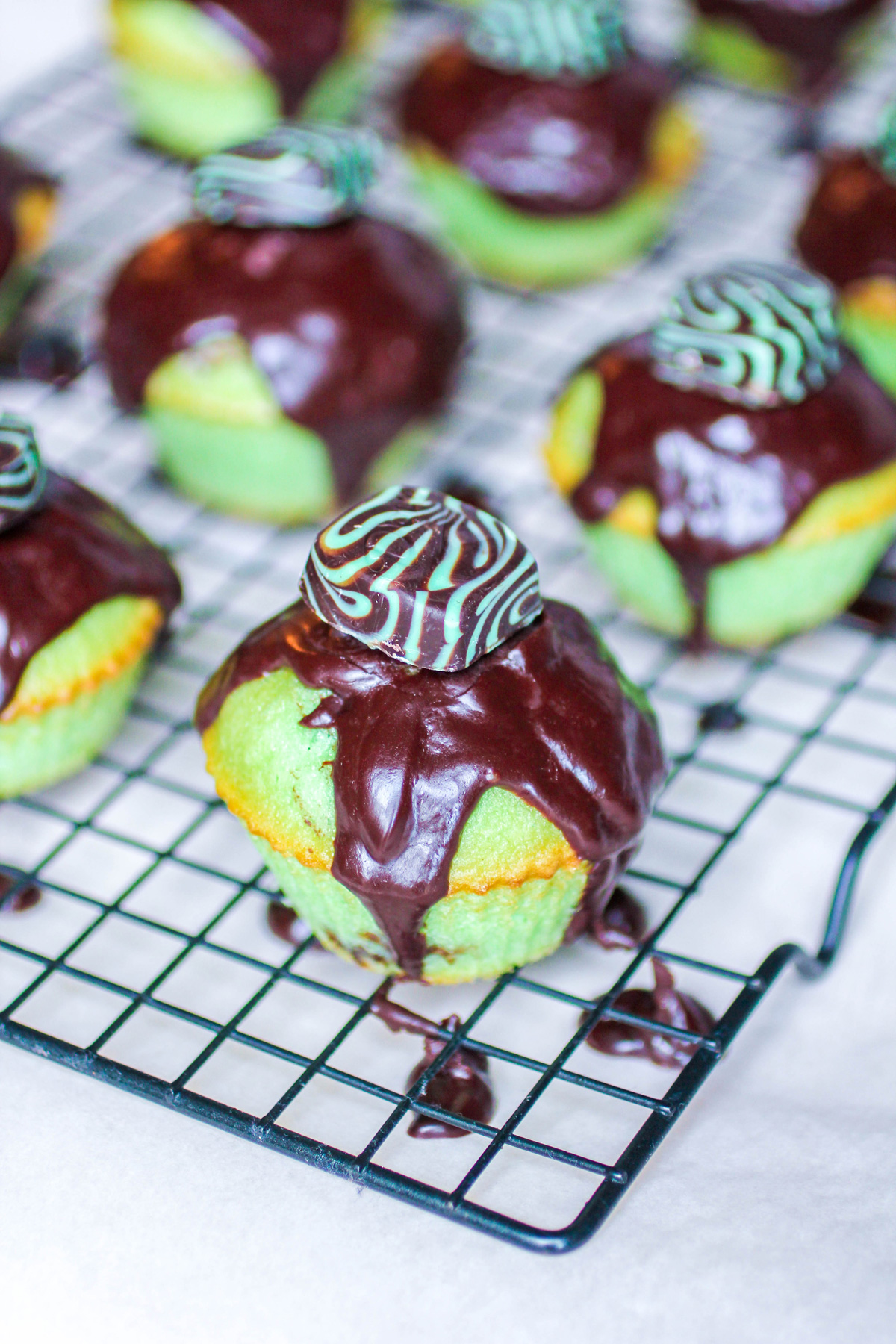 Andes Chocolate Mint Cupcakes with Mint Dark Chocolate Ganache