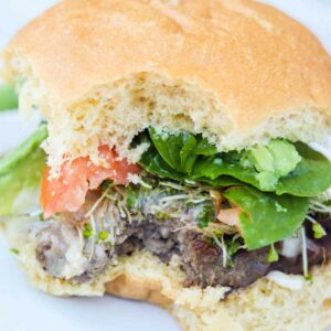 Avocado Sprouts California Cheeseburgers with Shallot Mayo Featured Image