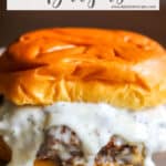 Garlic Overload Burgers with Creamy Garlic Sauce Dripping down the side