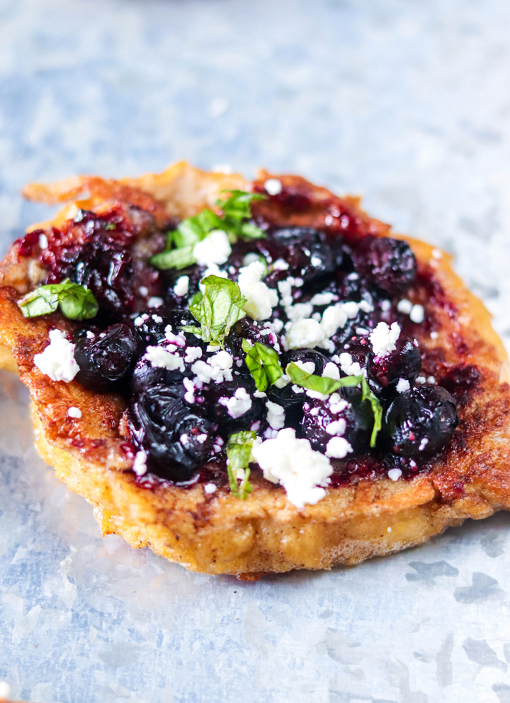 Roasted Blueberry French Toast Crostini