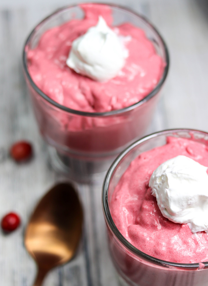 Two bowls of Easy Cranberry Mousse