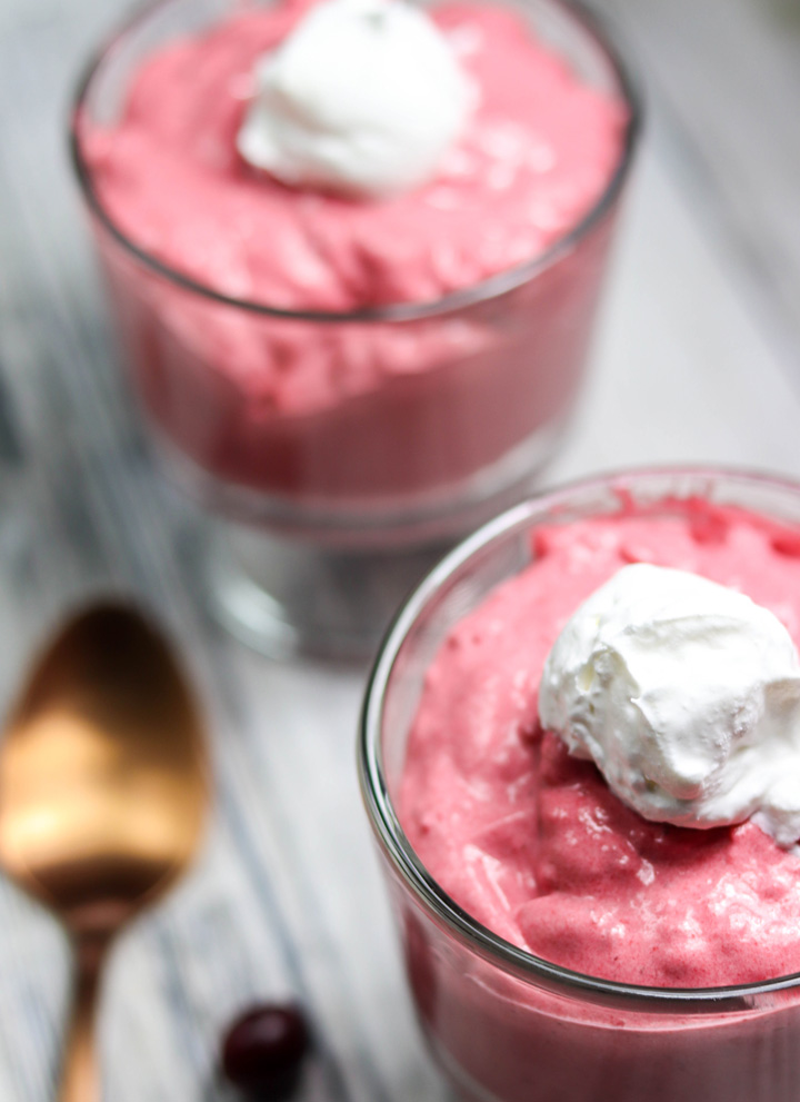 Two bowls of Easy Cranberry Mousse